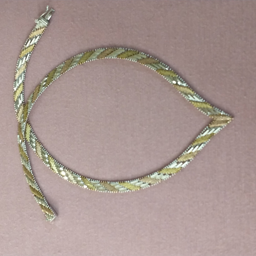 Sterling silver tricolor necklace